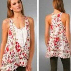 Free people floral babydoll tunic ruffle bottom